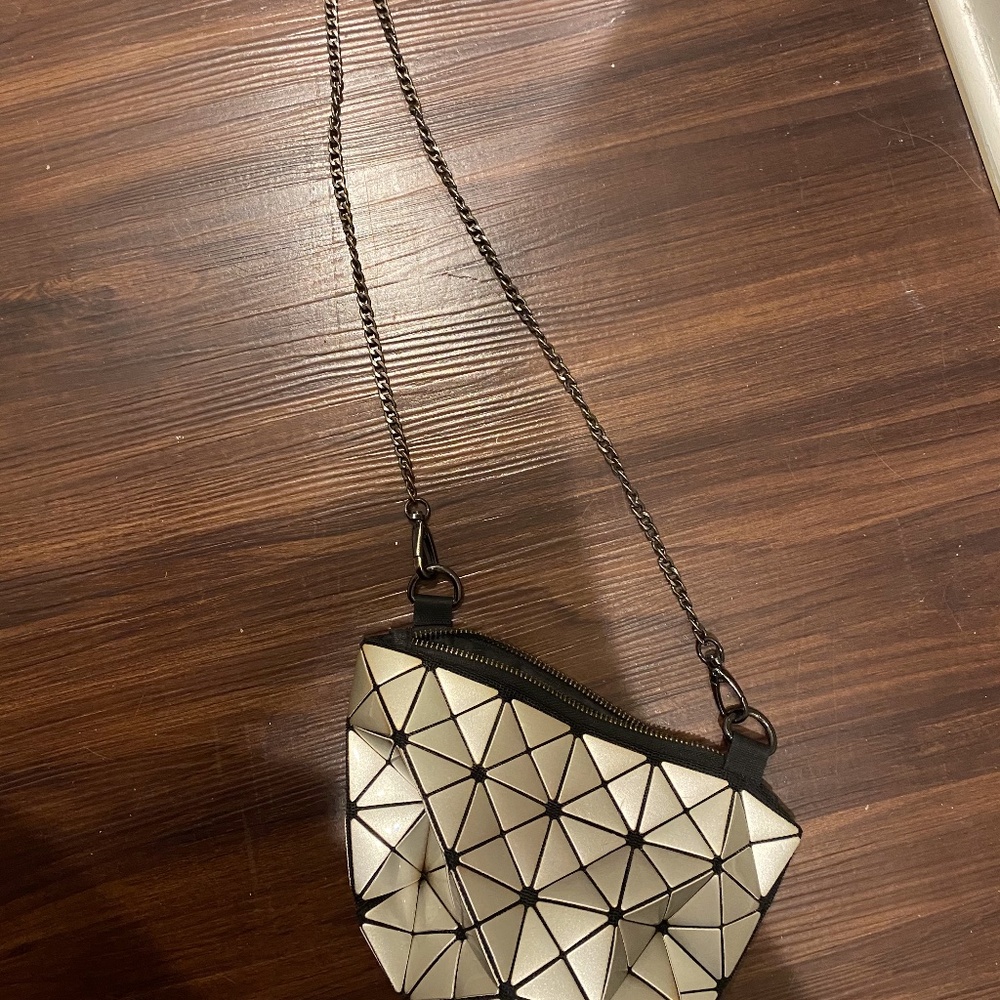 Silver chain cross body bag, small
